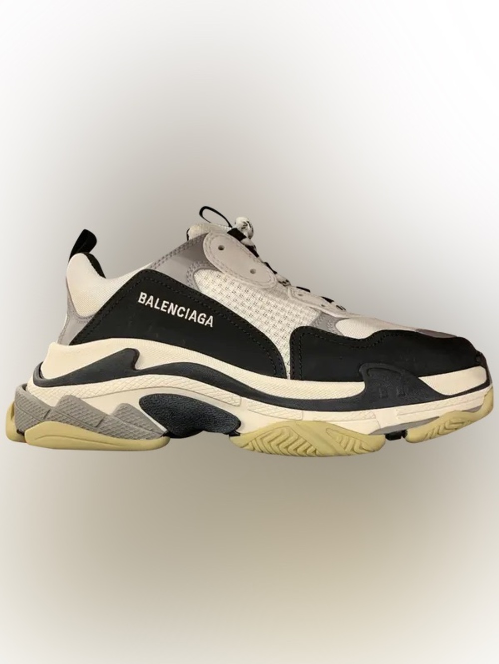 Balenciaga Black, White and Gray Triple S Sneaker